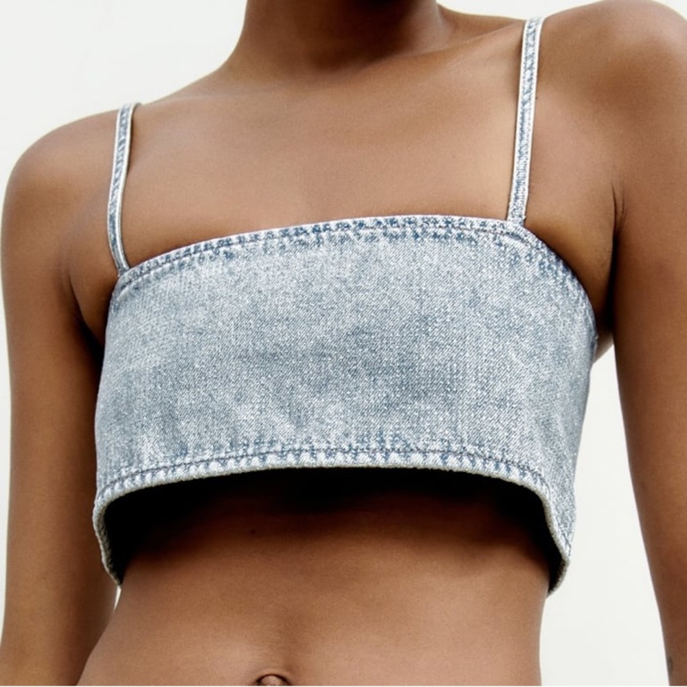 Denim Rhinestone Top NWT ZARA Jeans Top Women’s Top Vacation Travel Cruise